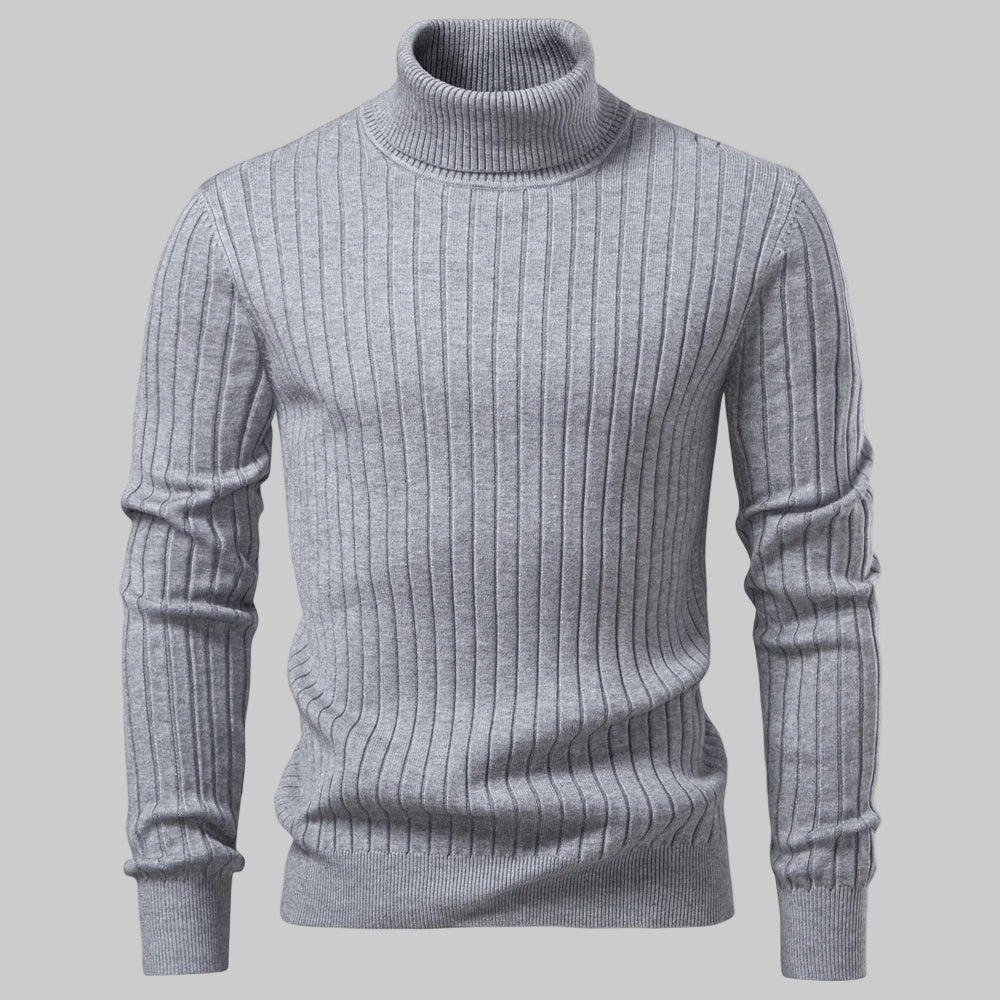 Striped Solid Color Turtleneck Sweater