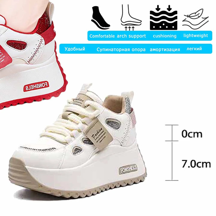 3-Inch Genuine Leather Platform Sneakers