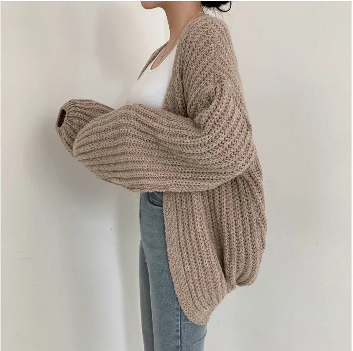 Retro Harajuku Lantern Sleeve Cardigan