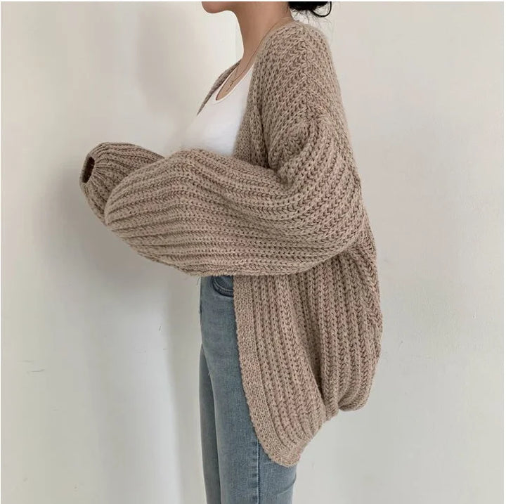 Retro Harajuku Lantern Sleeve Cardigan
