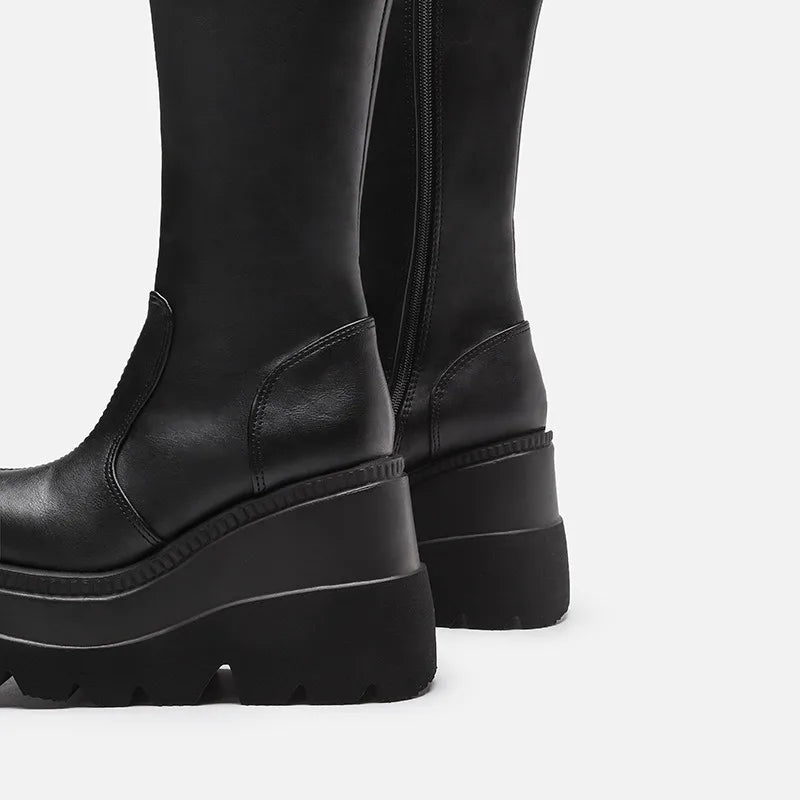 Gothic Mid-Calf Thick-Soled Unisex Punk Boots