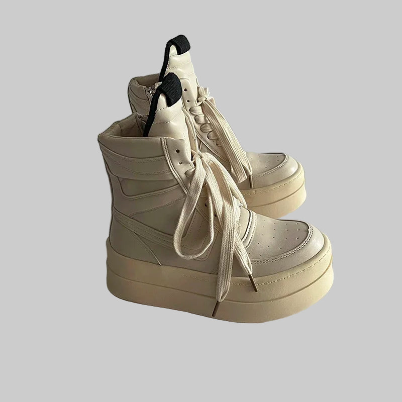 High-Top Ankle Boots with Thick Sole Design