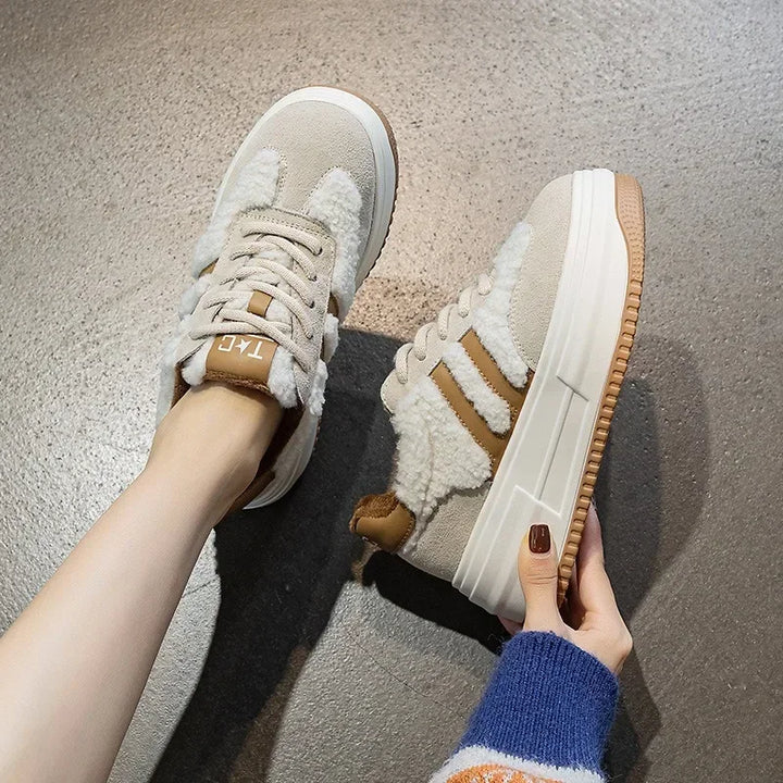6CM Warm Plush Winter Platform Casual Shoes