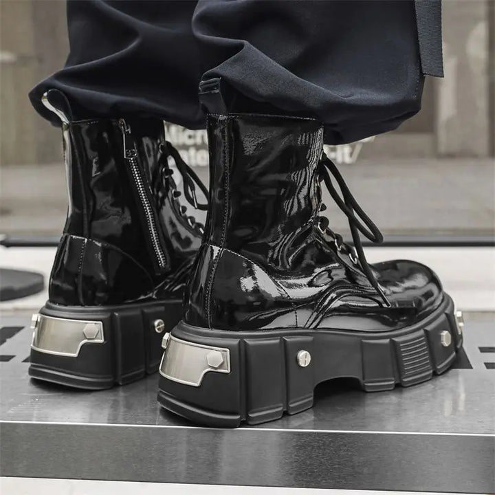Unisex British-Style High-Top Punk Leather Boots