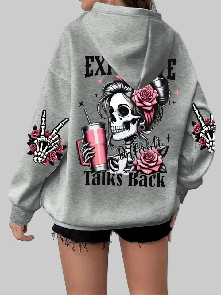 Harajuku Skull Design Print Hoodies