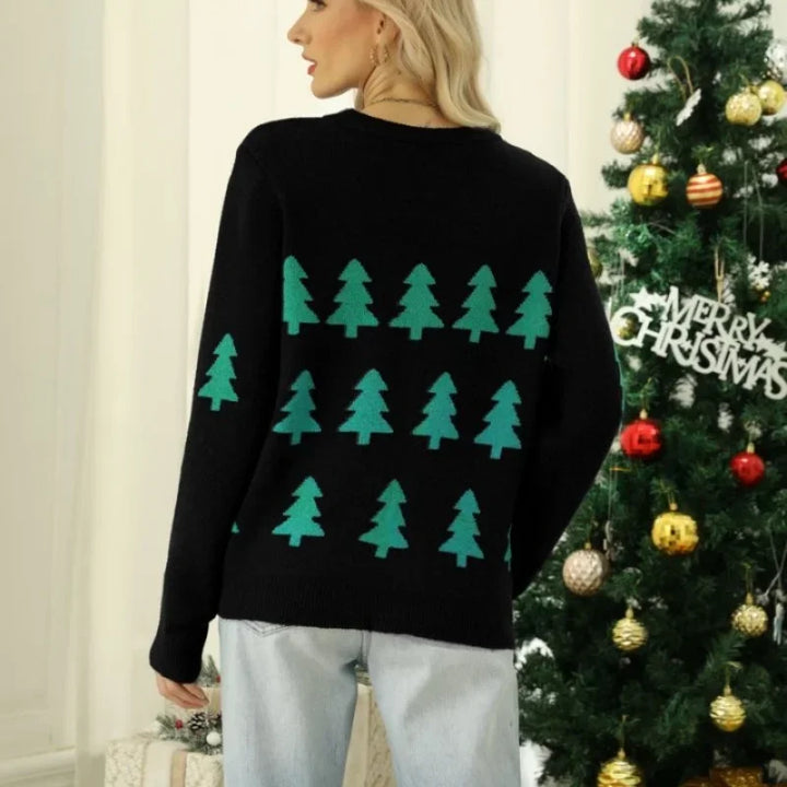 Santa Tree Pattern Loose Knit Christmas Sweaters