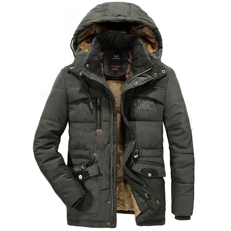 Thick Hooded Fleece Lined Military Winter Jacket