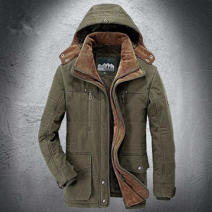 Thick Velvet Multi-Pocket Zipper Winter Parka