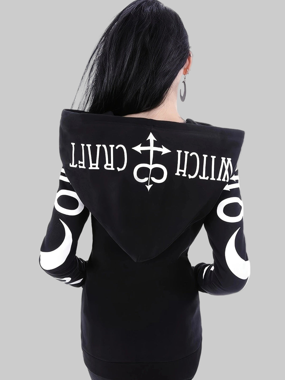 Chic Geometric-Pattern Gothic Hoodie