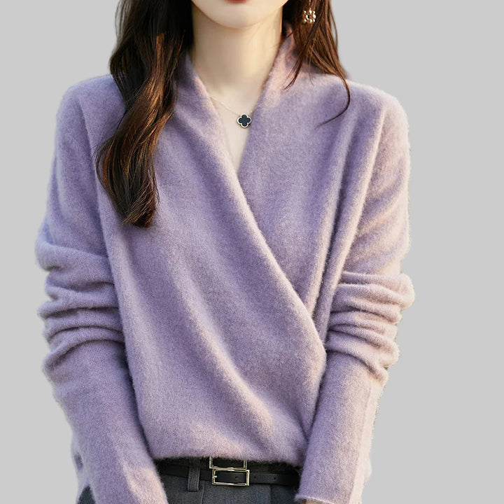 100% Pure Wool Knitted V-Neck Sweater