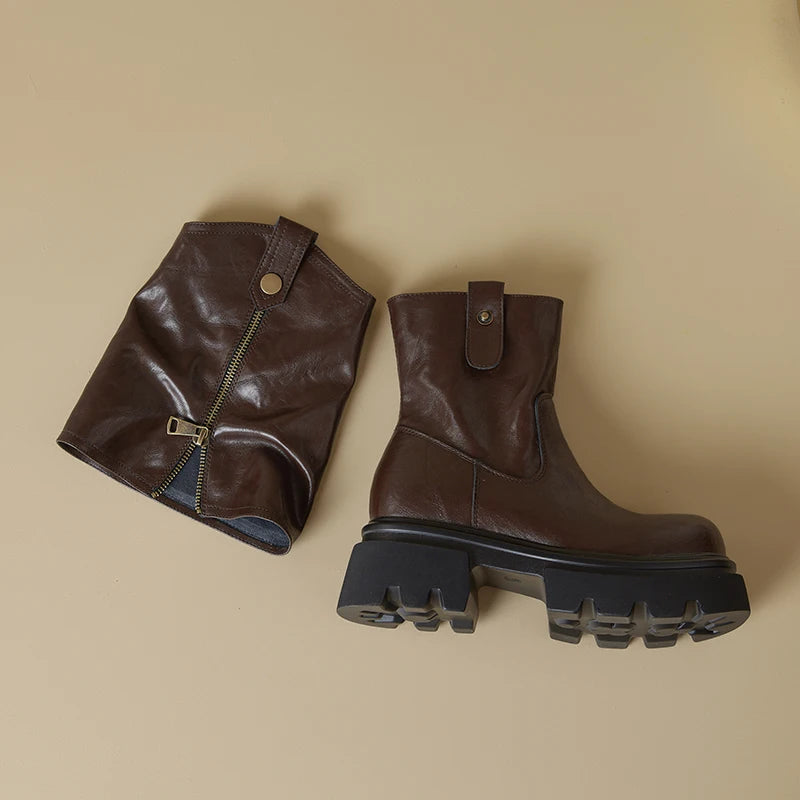 Thick-Soled Square-Toe Ankle Boots