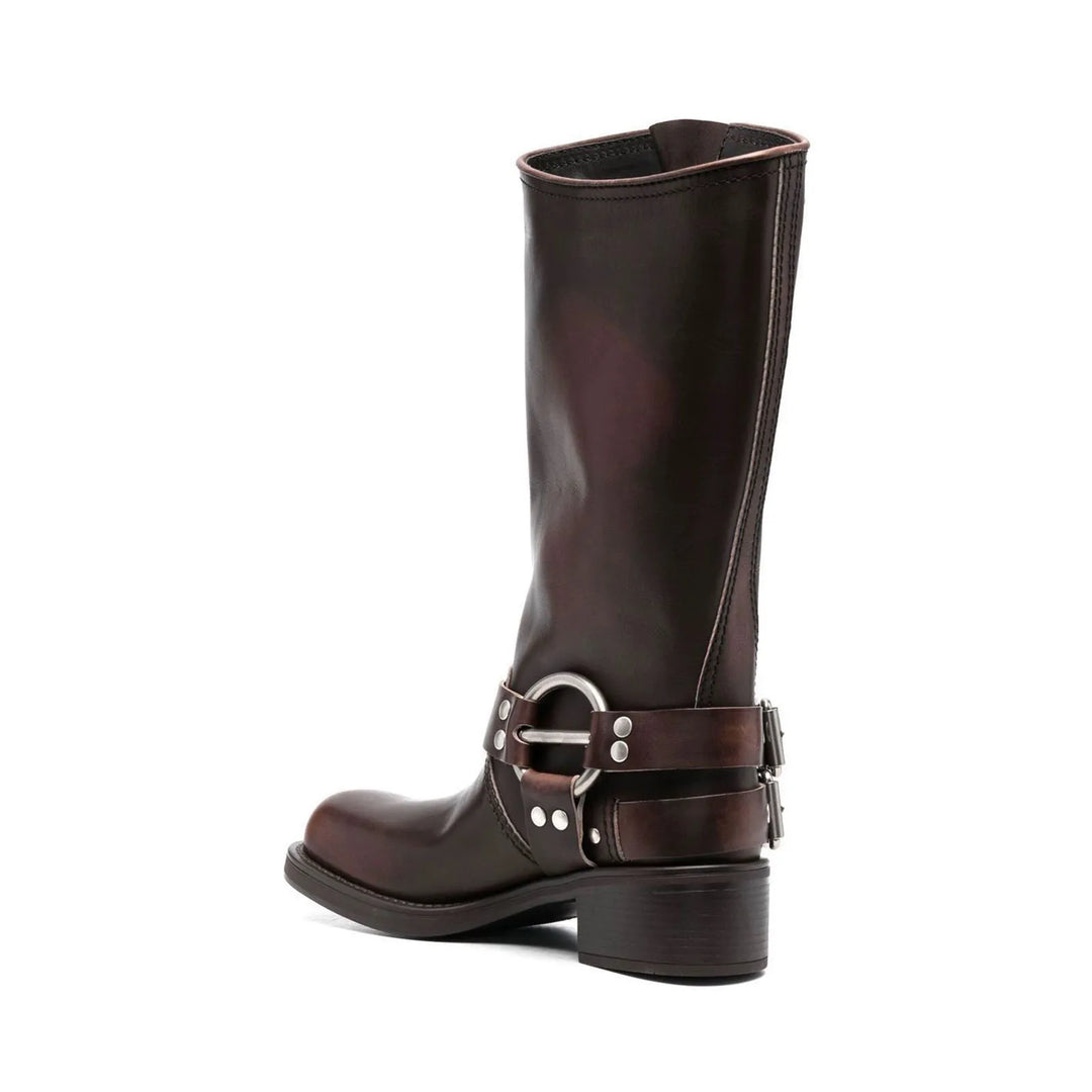 Platform Round toe Belt buckle Western boots