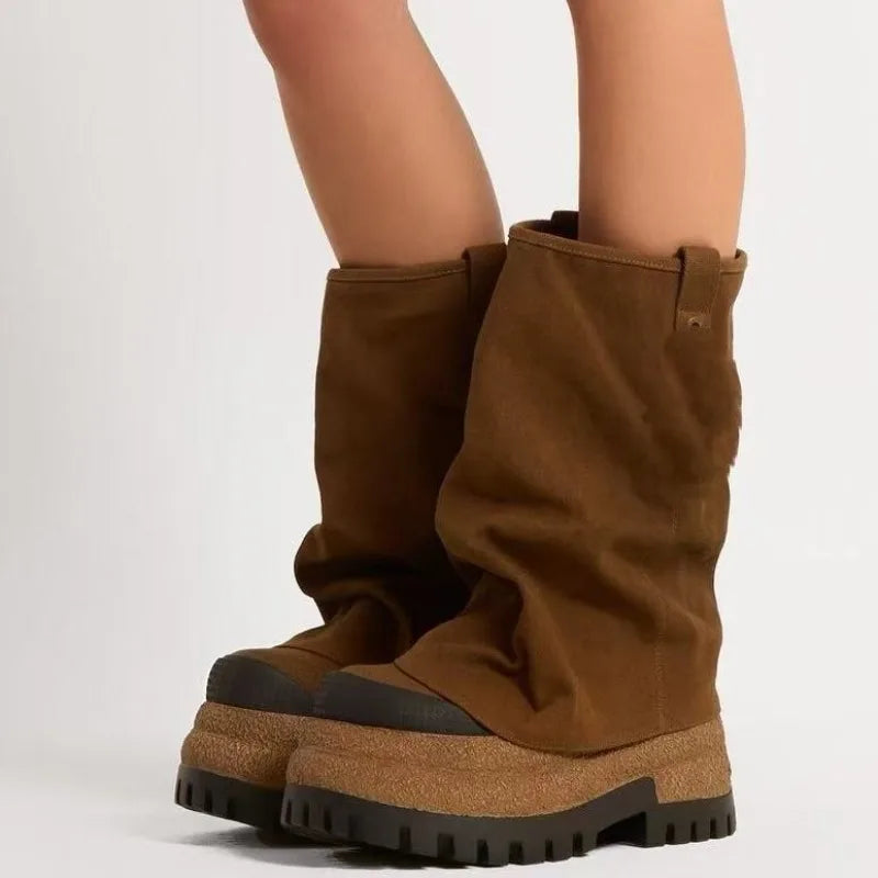 Vintage-Inspired Chunky Sole Combat Boots