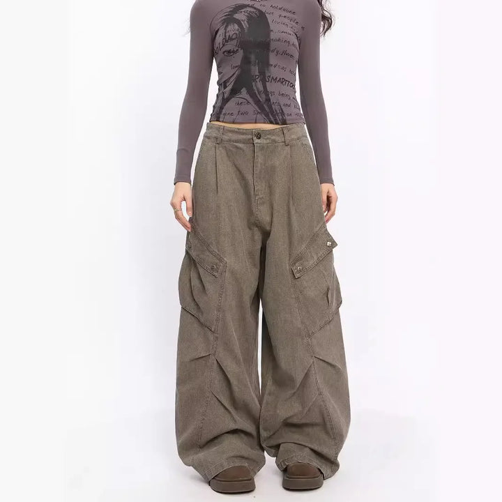 Retro Deconstructed Folded Pocket Cargo Pants