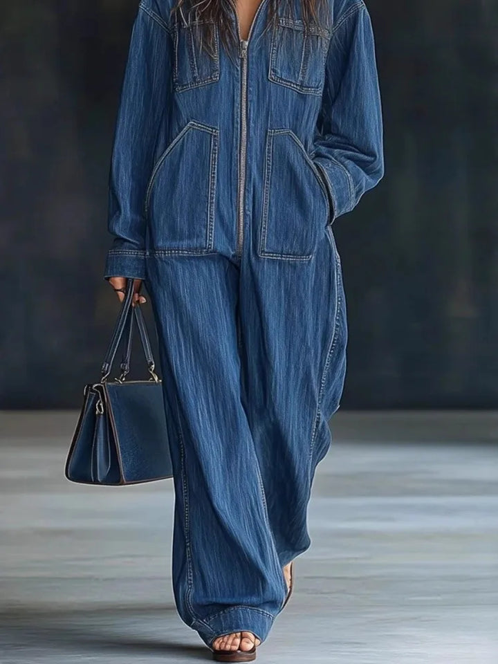 Autumn Winter Loose Fit Denim Jumpsuit