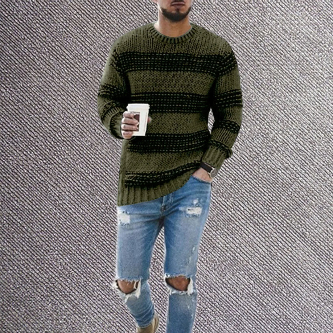 Striped Knitted Long Sleeve Sweater