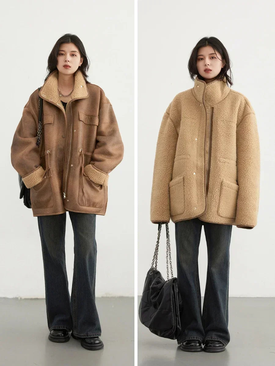 OKSIN Reversible Thick, Warm Suede Jacket