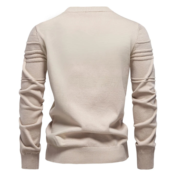 Striped Knitted Cotton Crewneck Pullover Sweater