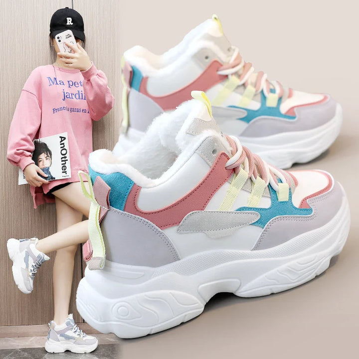 Fleece-Lined Breathable Winter Chunky Sneakers