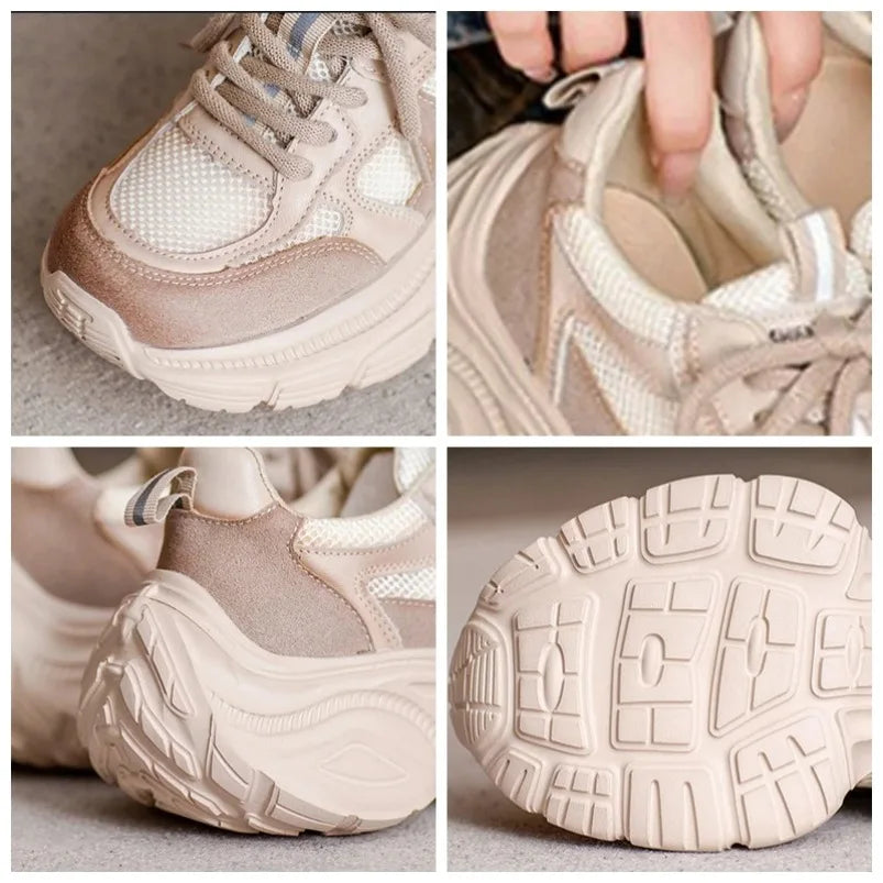Genuine Cow Suede Platform Wedge Sneakers