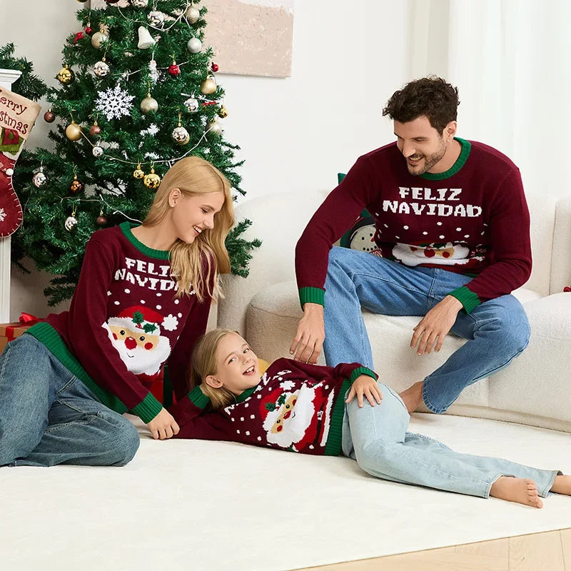 Knitted Santa Claus Design Family Christmas Sweaters