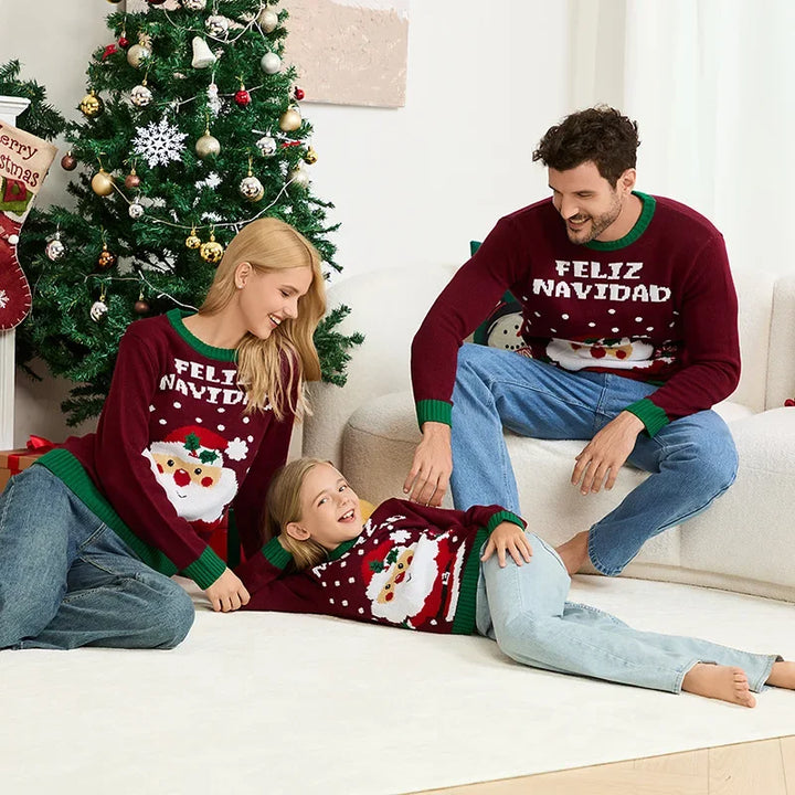 Knitted Santa Claus Design Family Christmas Sweaters