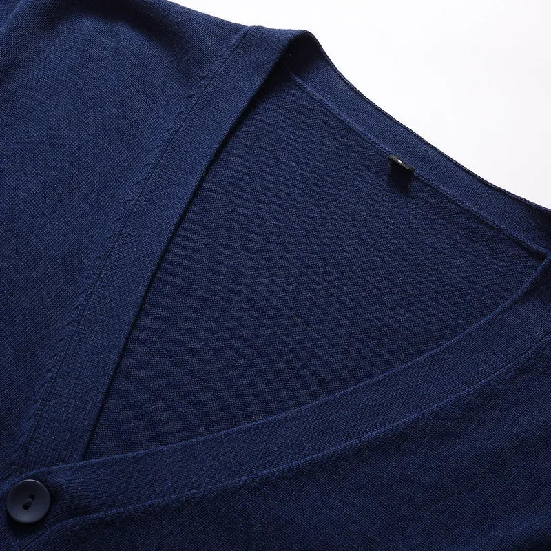 Lightweight Knitted V-Neck Cotton Sweater
