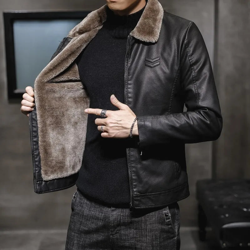 Thick Plush Leather Jacket