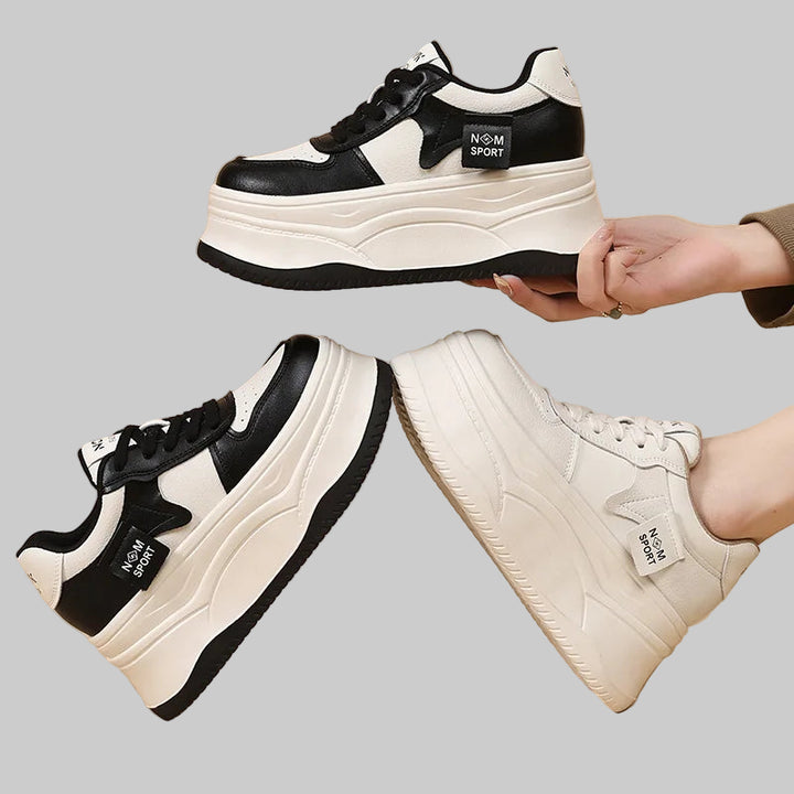 Genuine Leather 12cm Platform Chunky Sneakers