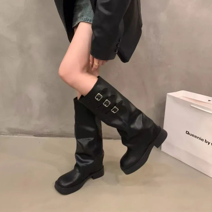 Retro Knee-High Slip-On Fashion Boots