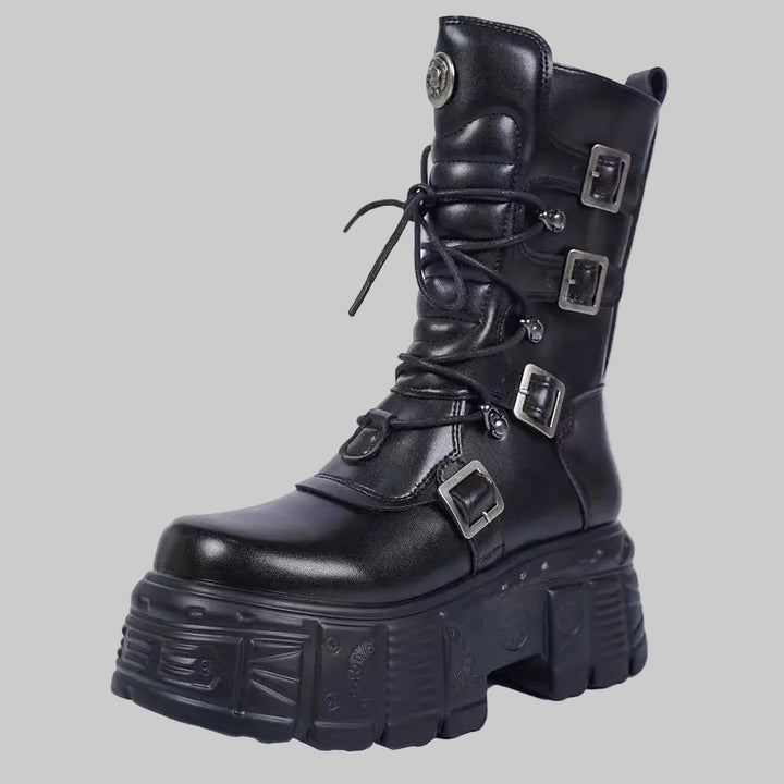 Cyberpunk Metal Tank-Style Elevated Boots