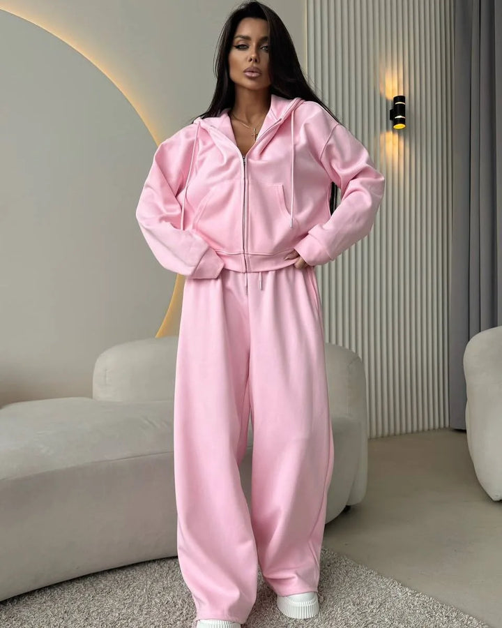 Casual Hooded Cardigan Two-Piece Set