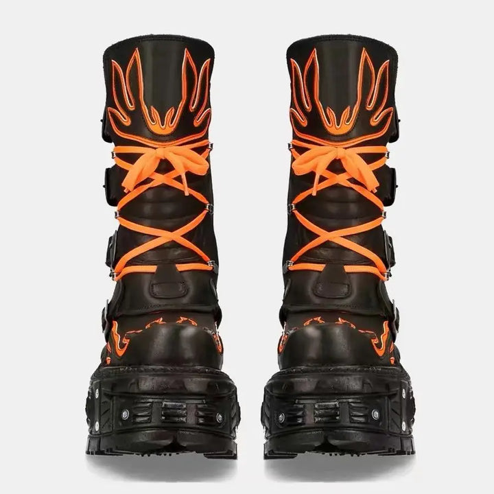 Retro Dark Punk Locomotive Rock Boots