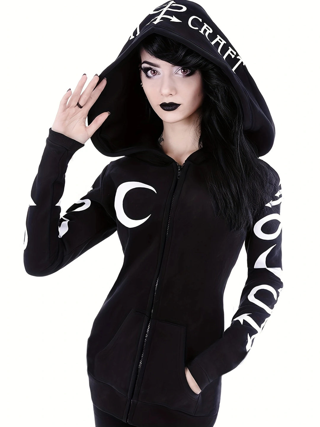 Chic Geometric-Pattern Gothic Hoodie
