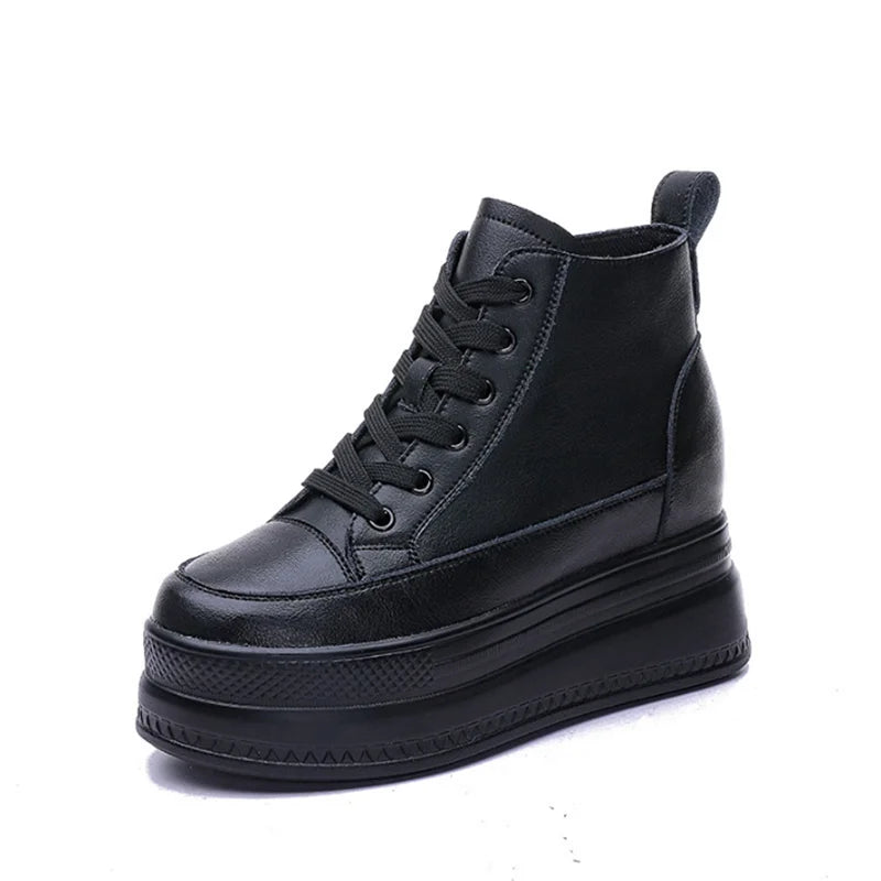 Genuine Leather Chunky Ankle Boots