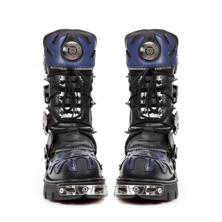 Flame Metallic Goth Skull Punk Motorcycle Boots