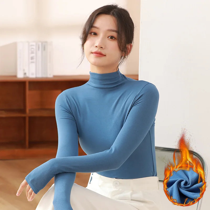 Slim Fit Half Turtleneck Modal Long Sleeve Top