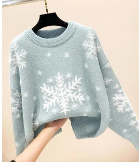 Playful Festive Printed Knitted Christmas Sweater