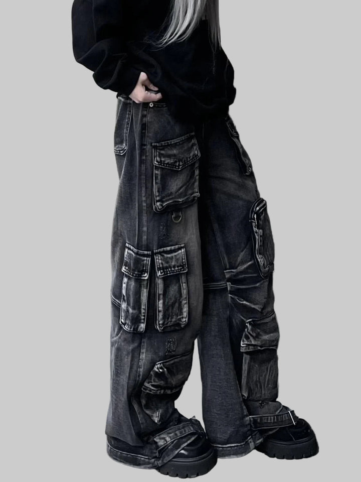 Y2K Gothic American High Street Retro Washed Jeans