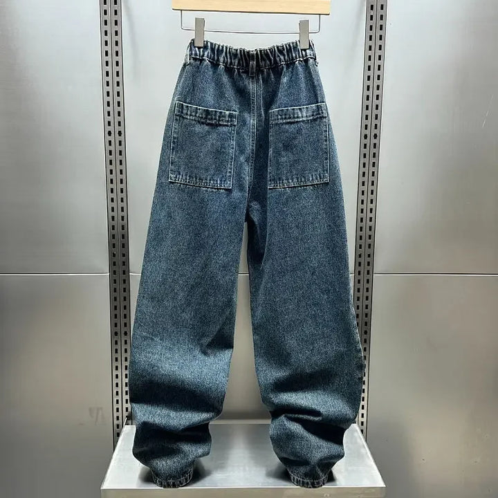 Korean Streetwear Patchwork Oversized Drop Hem Jeans
