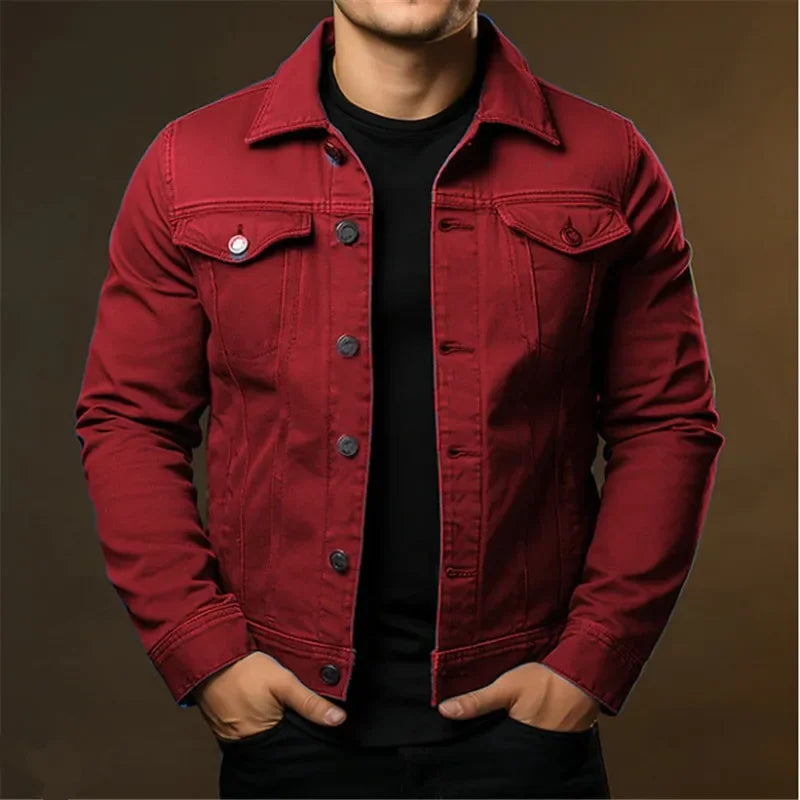 Casual Solid Color Turn-Down Collar Denim Jacket