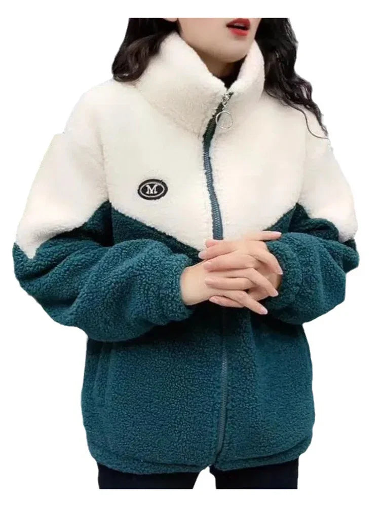 Mid-Length Thick Lamb Fleece Jacket