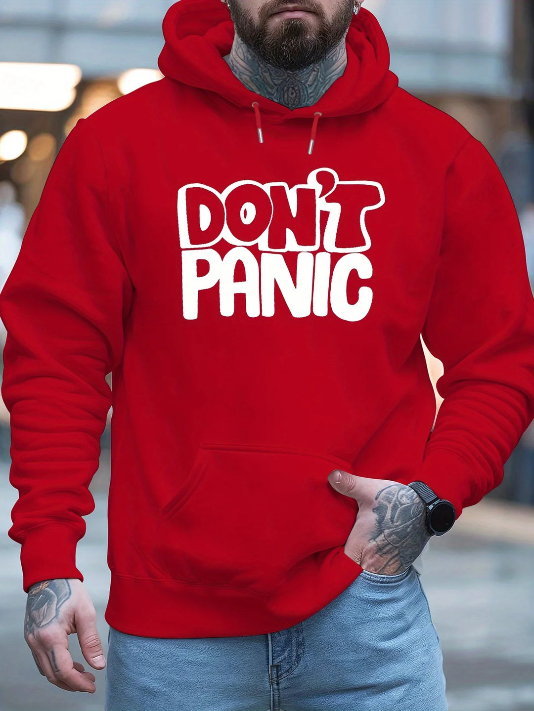 Casual Unisex “DON’T PANIC” Graphic Hoodie