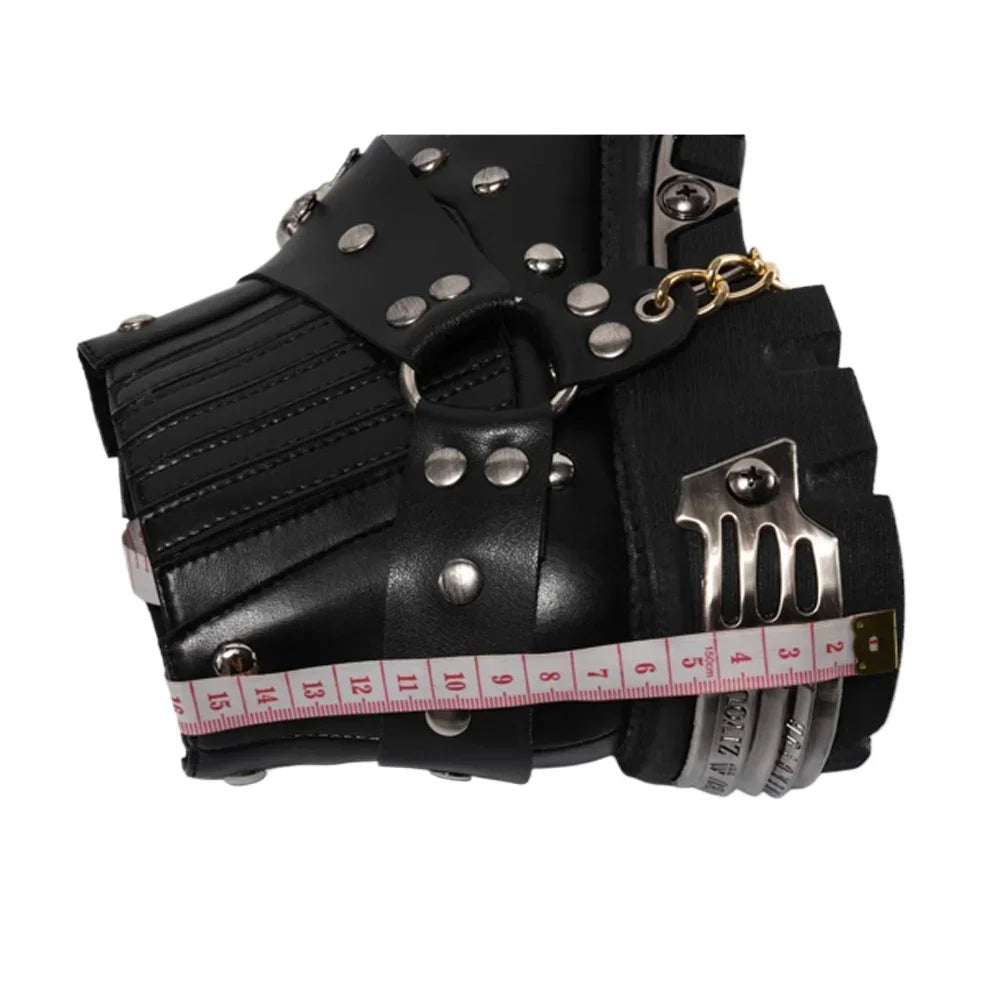 Genuine Leather Goth Skull Punk Motorcycle Boots