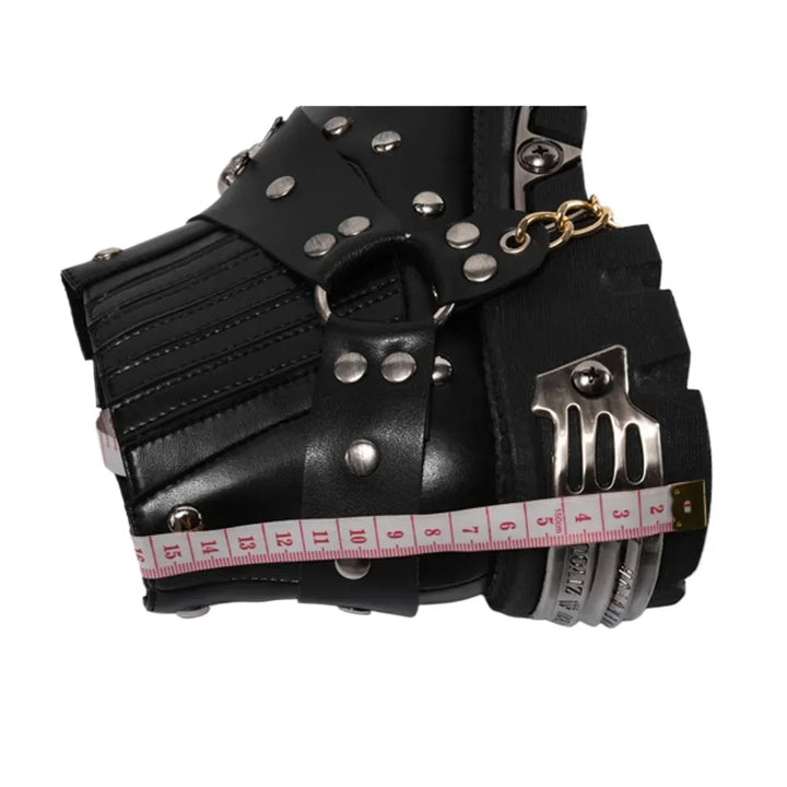 Genuine Leather Goth Skull Punk Motorcycle Boots