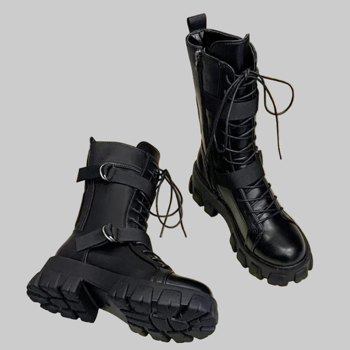 Mid-Calf Punk Gothic Motorcycle Boots