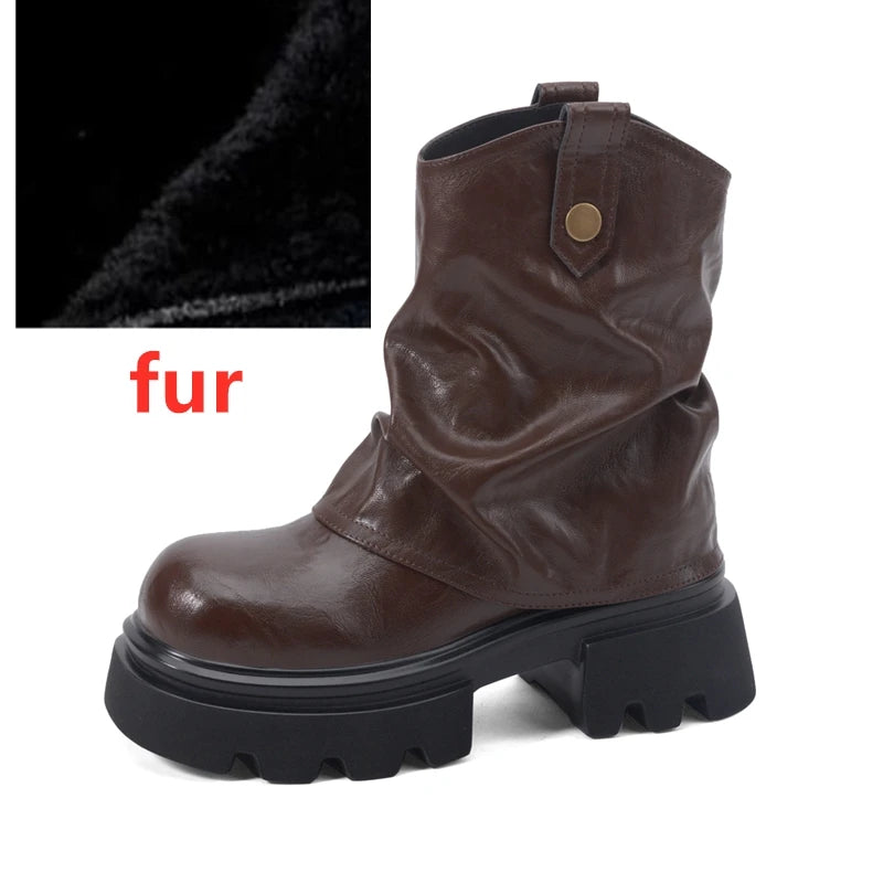 Thick-Soled Square-Toe Ankle Boots