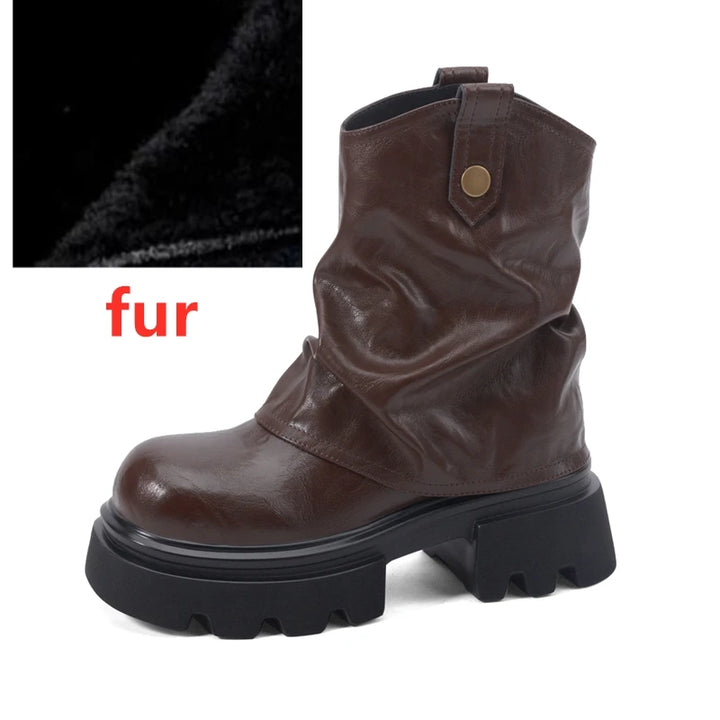 Thick-Soled Square-Toe Ankle Boots