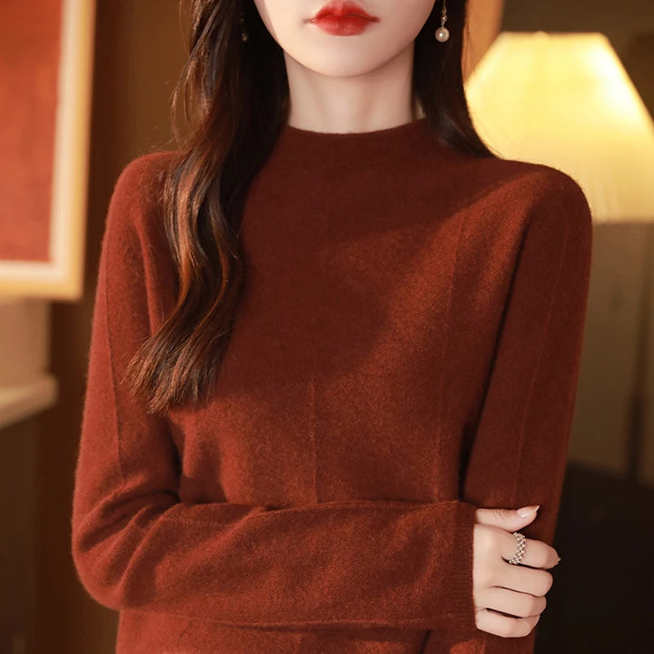 Solid Color Mock Neck Pullover Sweater