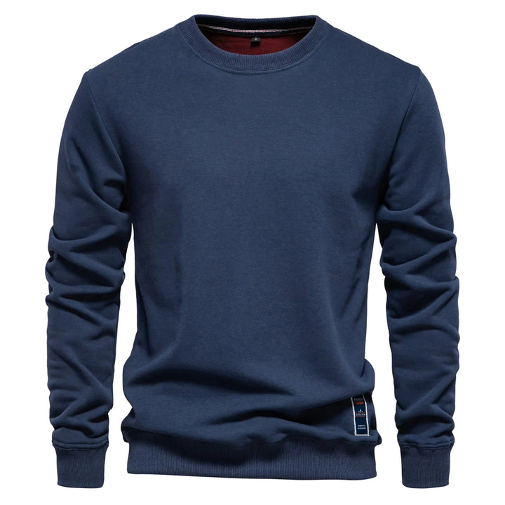 Casual Cotton-Blend Crew Neck Pullover Sweatshirt